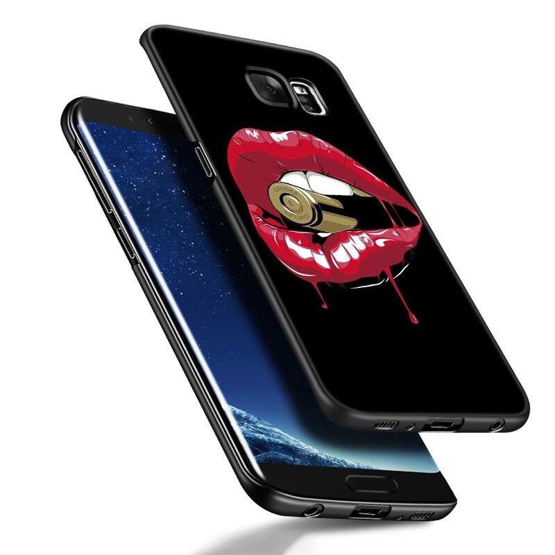 Beauty Red Lips Phone Case For Samsung Galaxy S20 S21 FE S22 Ultra S10 Lite S10E S9 S8 Plus S7 Edge Soft TPU Black Cover