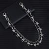 Personalized Punk Wind Leather Rope Thorns Trousers Men'S Trendy Cool Double Waist Chain Fashion Hip Hop Lanyard