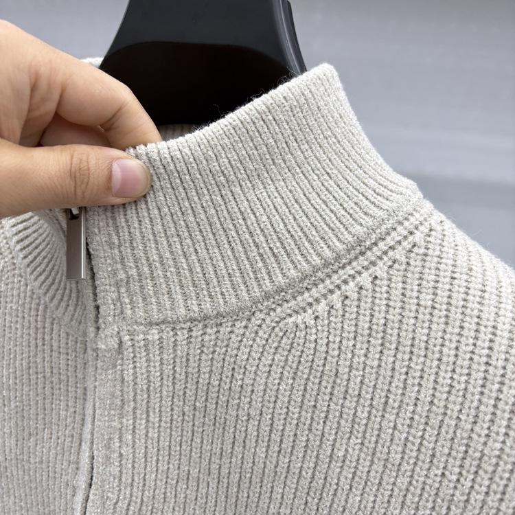 Men's High-Quality Wool Knit Zipper Cardigan - Thick, Trendy, Loose-Fit for Autumn/Winter