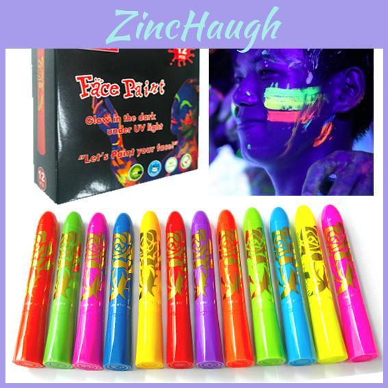 12pcs Noctilucent Human Body Painting Crayon Makeup Pigment For Halloween Costume Parties