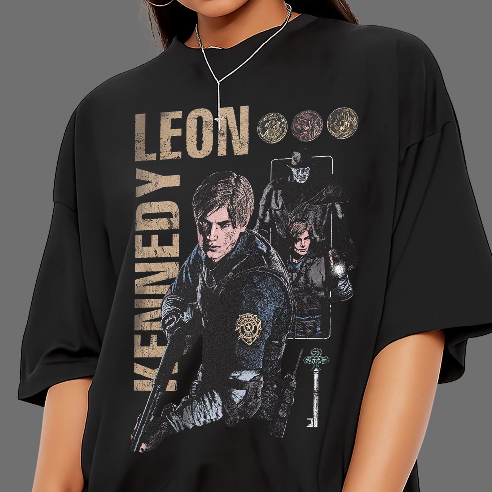 Leon Kennedy Shirt, Survival Horror Game Tee, Retro Gamer Graphic Shirt, Zombie Apocalypse Game Tee, Horror Gaming Fan Gift L