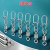 50Pcs Heavy-Duty Ball Bearing Fishing Swivels Snaps With 8-Shaped Swivel Rings Carbon Steel For Saltwater Lure Conne