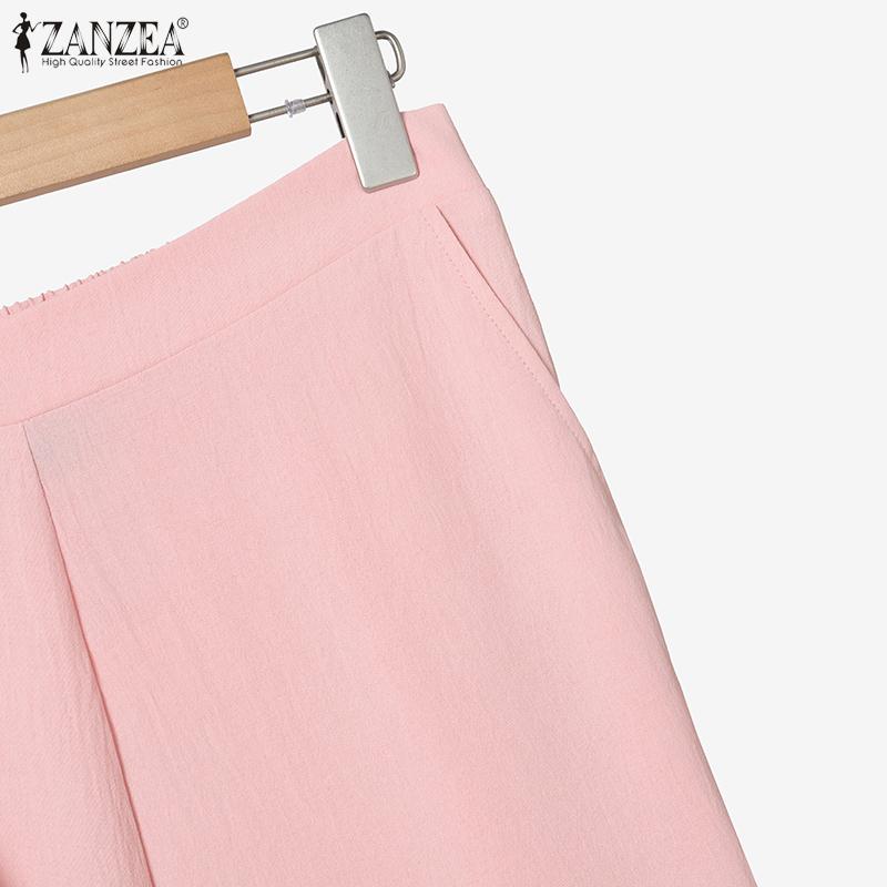 ZANZEA Bluză și pantaloni cu mânecă scurtă pentru femei Seturi de costume casual din două piese