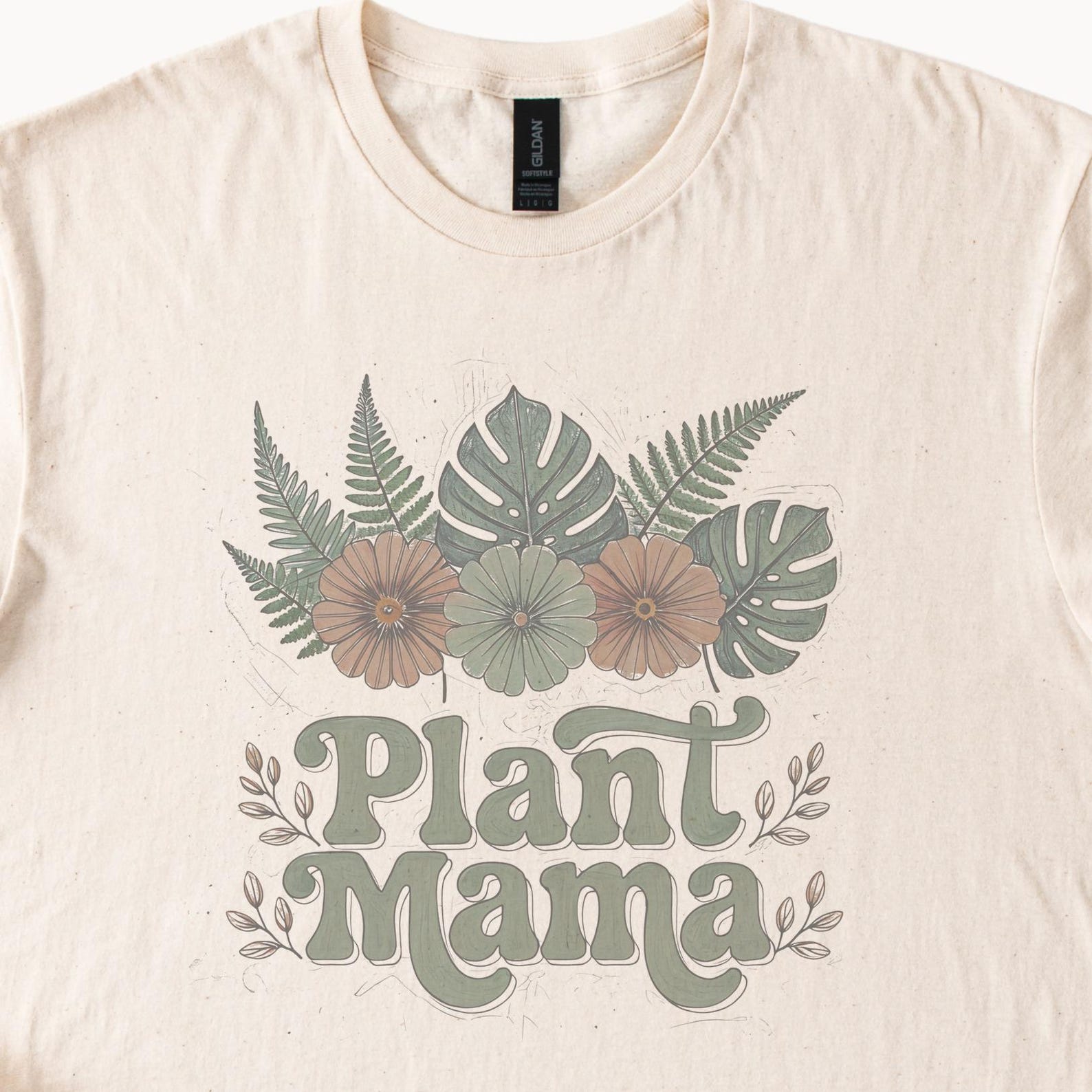 Plant Mama Botanical Graphic Tee with Wildflowers and Ferns 110