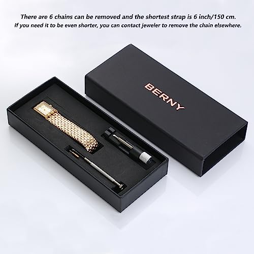 BERNY Ladies Watch, Quartz Watch, Women's Watch, Water Resistant to 3 ATM, Bracelet Tool Included "Gold"
