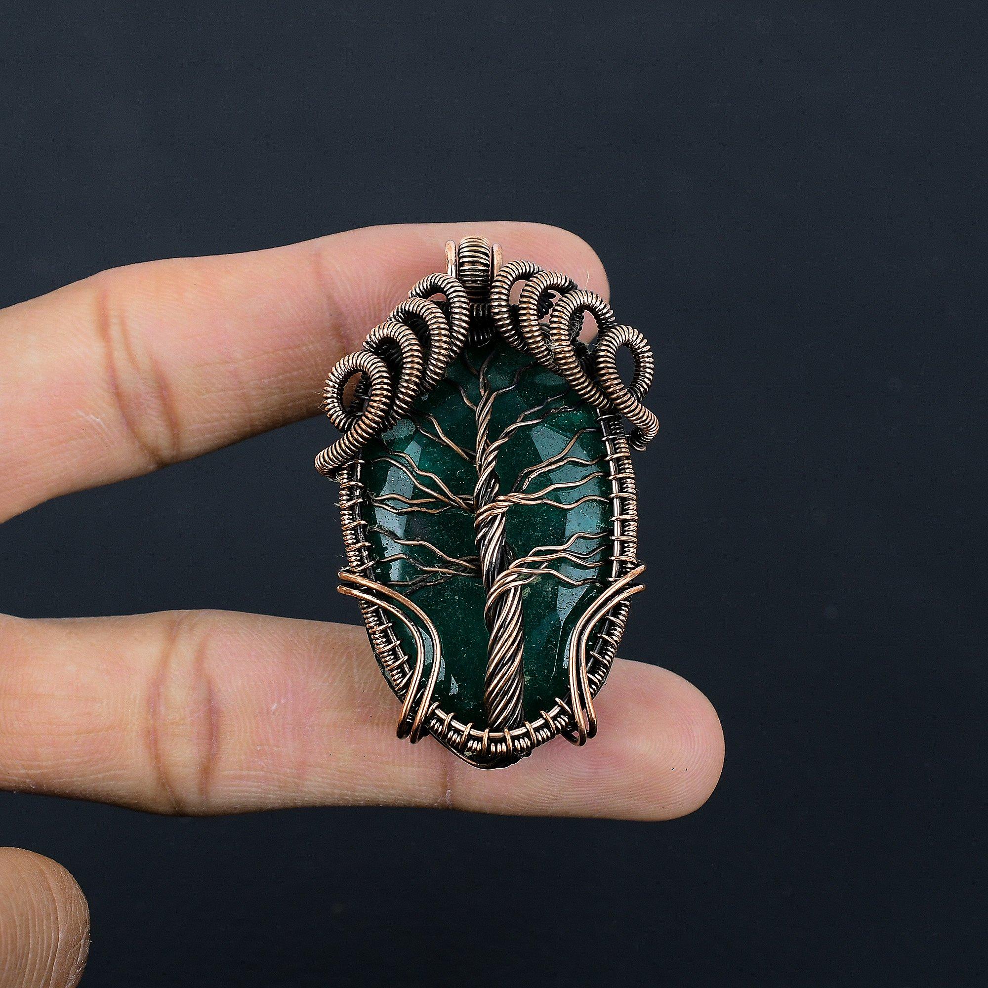 

Изумрудная подвеска, Подвеска из медной проволоки 999 пробы, Ювелирные изделия с драгоценными камнями, Подвеска ручной работы, Потрясающие украшения, Подарок для нее 2.55 Inches