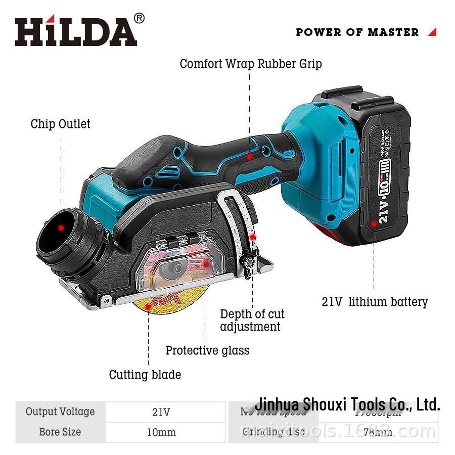 21V Rechargeable 3-inch Mini Electric Circular Saw with Lithium Battery Angle Grinder for Cutting, Grinding, Polishing, and Grouting.