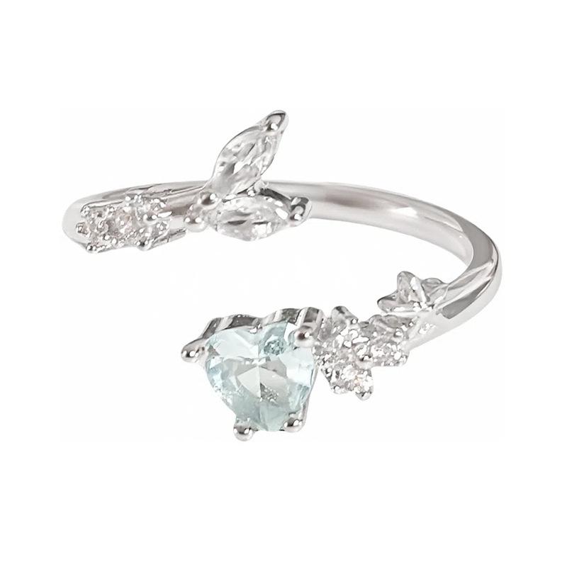 [Ice Crystal Butterfly Shadow] Sea Blue Zircon Exquisite Butterfly Opening Ring Light Luxury Niche Super Immortal Stacked Ring Woman