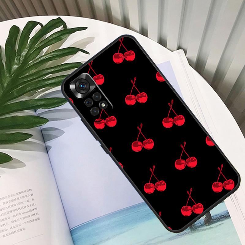 Food Fruit Red Cherry Case For Xiaomi Redmi Note 11 10 Pro Note 12 8 9 Pro 11S 10S 9S Redmi 10C 12C 9C 9T Coque