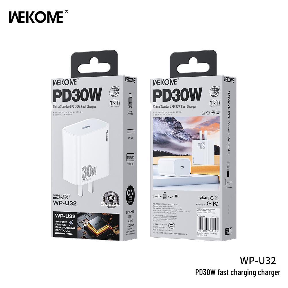 Wekome 3C Certified 30W GaN Fast Charger for Apple & Huawei Phones
