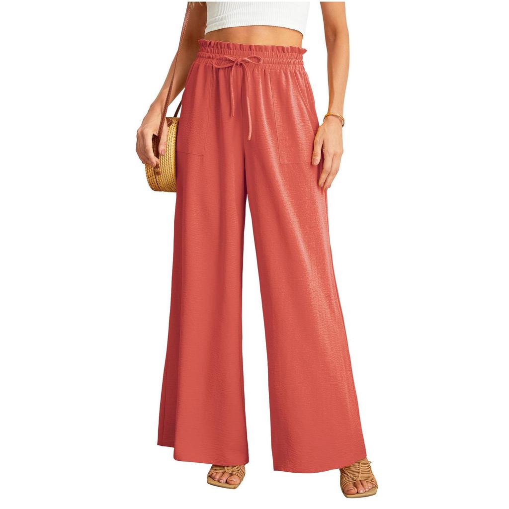 Women's Comfortable Cotton Linen Wide-Leg Drawstring Pants