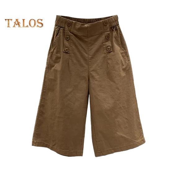 Pantaloni scurți de damă, cu talie înaltă elastică, pantaloni subțiri de vară, casual, cu buzunare, culoare uni, croială largă, cu picior lat, pantaloni harem