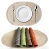 2pcs Washable Boho Oval Braided Placemat Hand-woven Heat Insulation Pad  Dining Table