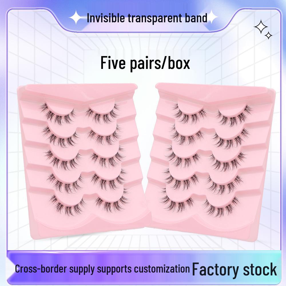 

3D Transparent Band Faux Eyelashes - Natural Curl & Cross-Border Style