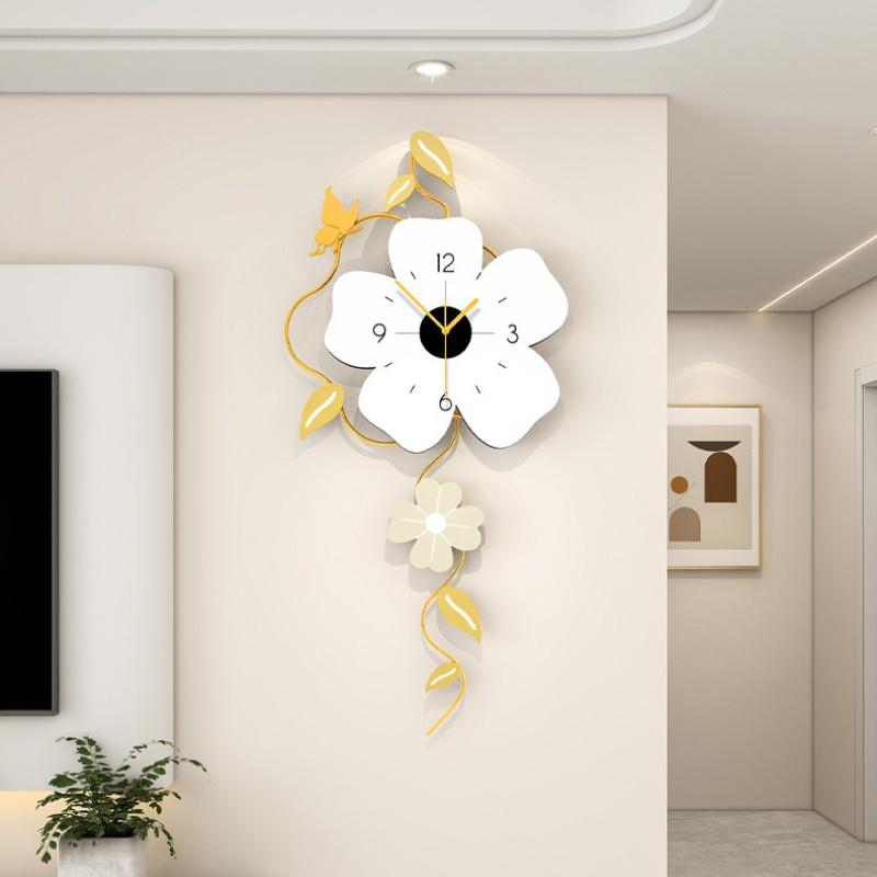 

Modern Luxury Wall Clock for Living Room Premium Look Silent Home Clock with Grid Background Decorative Wall Clock