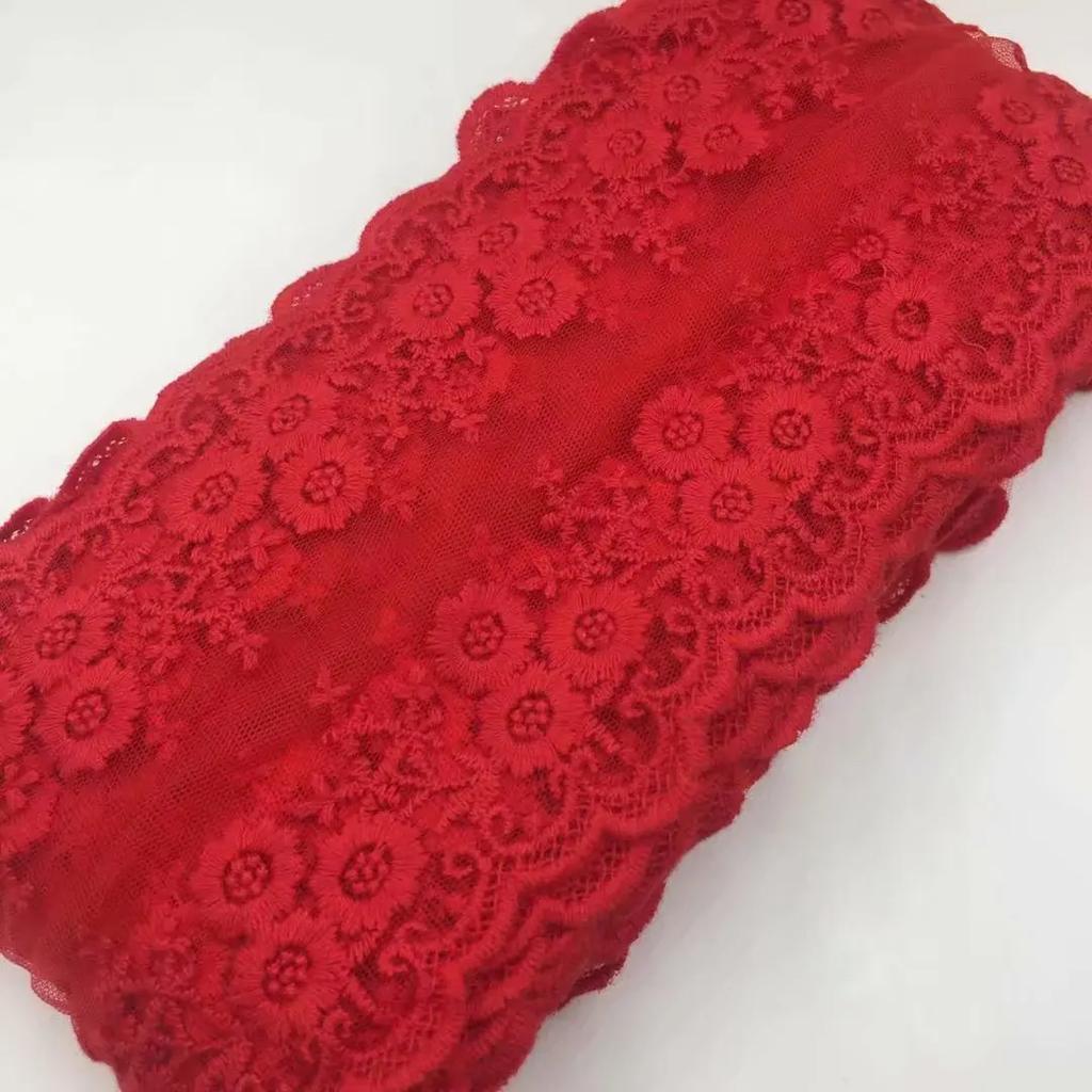 1Meter Cotton Floral Embroidered Mesh Patchwork Lace DIY Apparel Sewing Fabric 12cm Width DIY Garment Curtain Accessories Ribbon