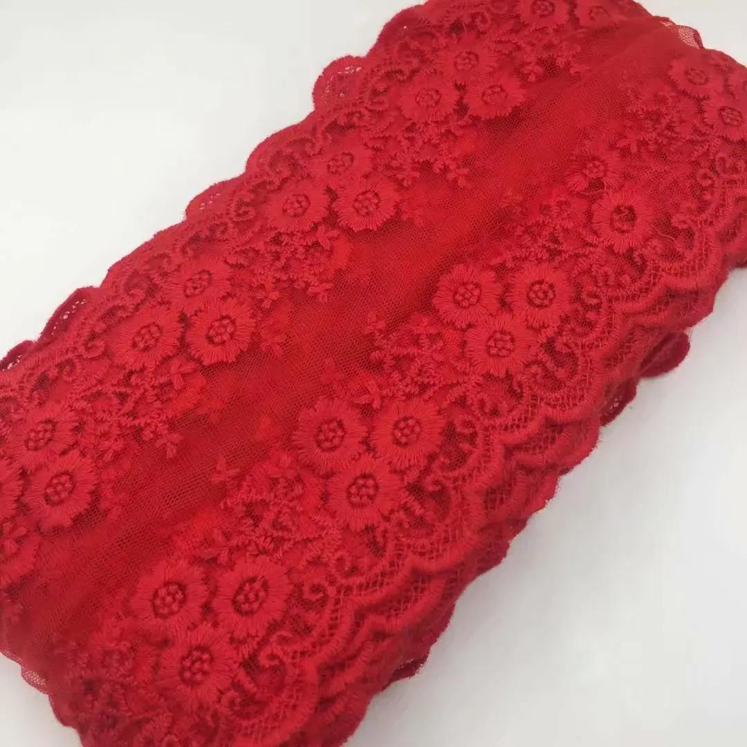 

1Метр Бавовняне Квіткове Вишите Сітчасте Печворк Мереживо DIY Тканина для Шиття Одягу 12см Ширина DIY Одяг Шторні Аксесуари Стрічка 1 Meter Length червоний