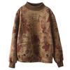 Vintage Tryck Bomull Linne Dam Sweatshirt Mode Patchwork Förtjockad Lös Fickor Litterär Elegant Enkel Mysig Dam Pullover