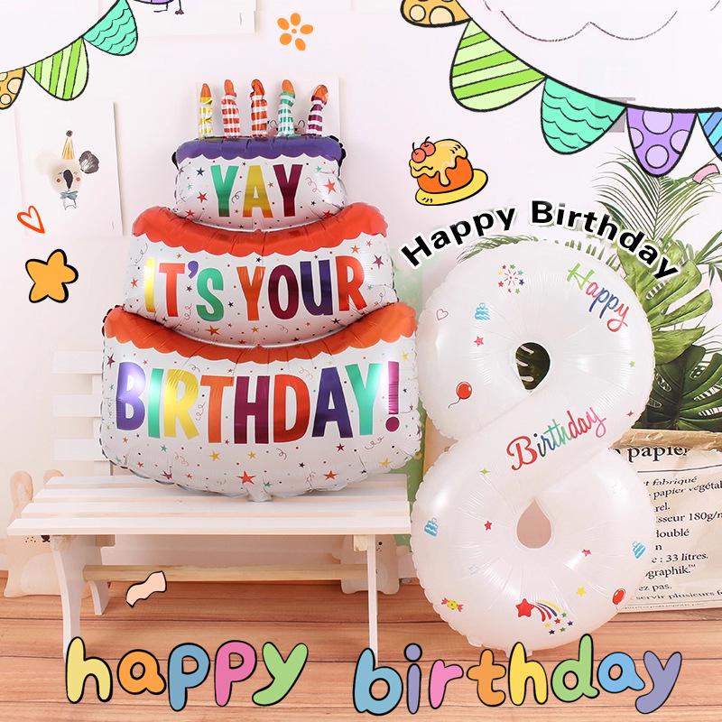 32-inch Digital Balloon Decor for Children's Birthday Party - Happy Birthday Photo Props