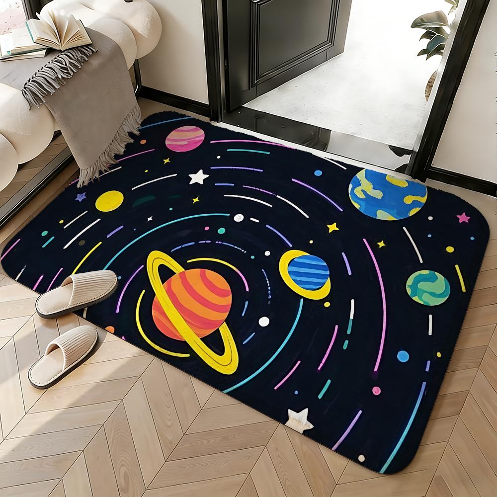Soft Absorbent Non-Slip Rug Art Planet Floor Mat Home Decor Doormat Bedroom Floor Mat Shower Carpet