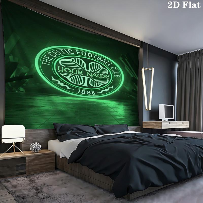Celtic Fc Crest Custom Name Wall Tapestry Aesthetic Wall Hanging Printed Fabric Blanket Decorative Tapestries For Bedroom Living Room Home Decor