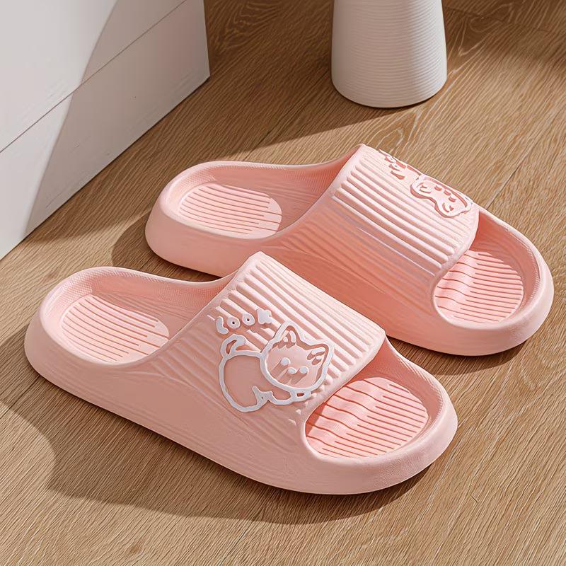 Non-Slip EVA Slippers Women'S Summer Indoor Home Bathroom Bath Couple Cool Slippers Men'S Cartoon, Women Shoes