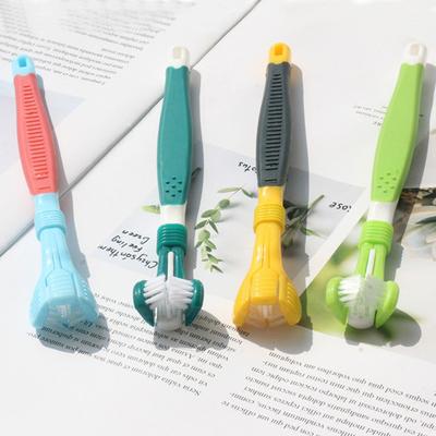 Evcil Hayvan Diş Fırçası Üç Taraflı Çok Açılı Temizleme Plastik Köpek Yumuşak Kıllı Diş Fırçası Ağız Bakımı için