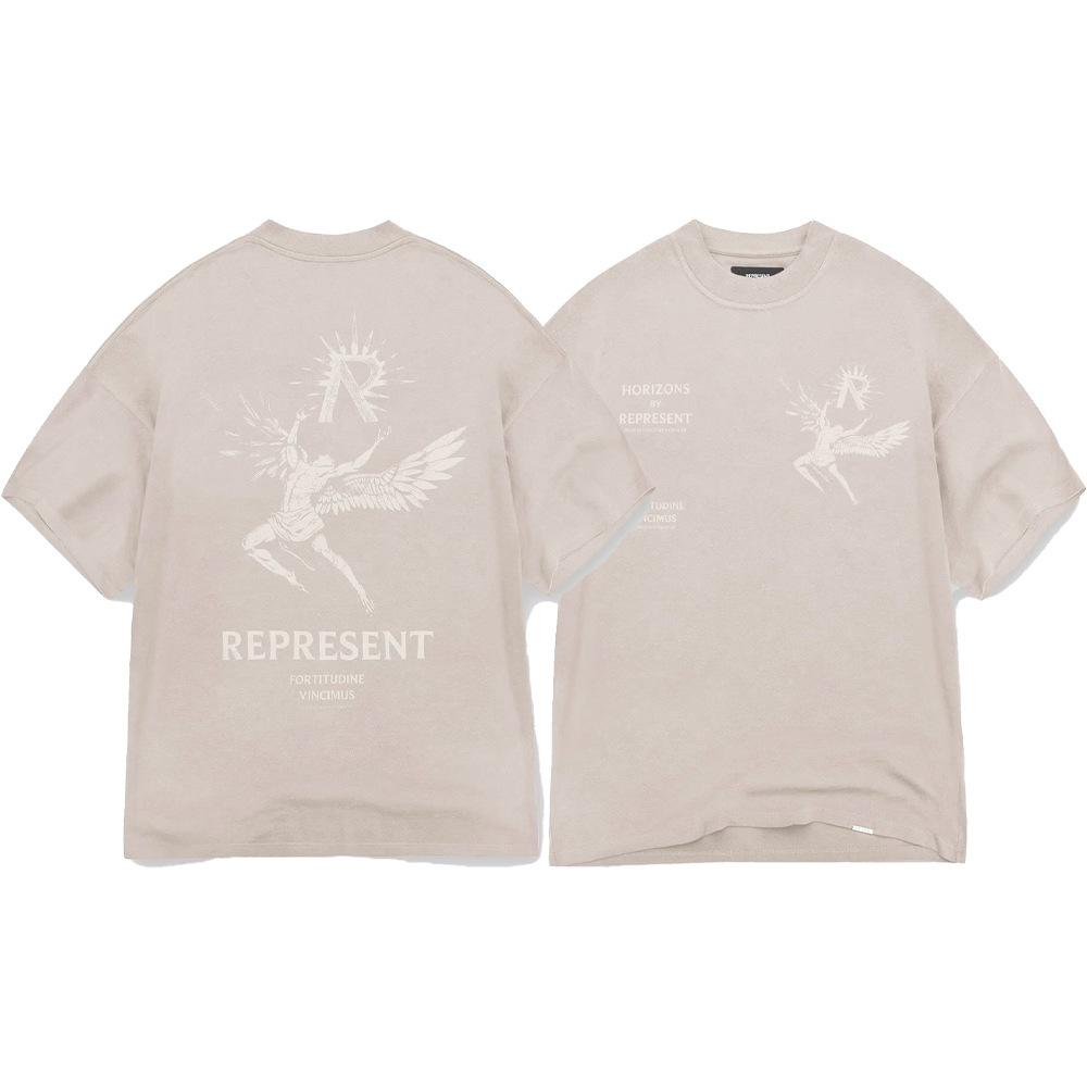 Trendy brand REPRESEN classic slogan printed male and female couples crew neck pullover cotton short-sleeved T-shirt high street
