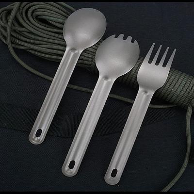 Long Handle Outdoor Camping Fork Environmental Cutlery Fork Titanium Spoon  Outdoor Tool