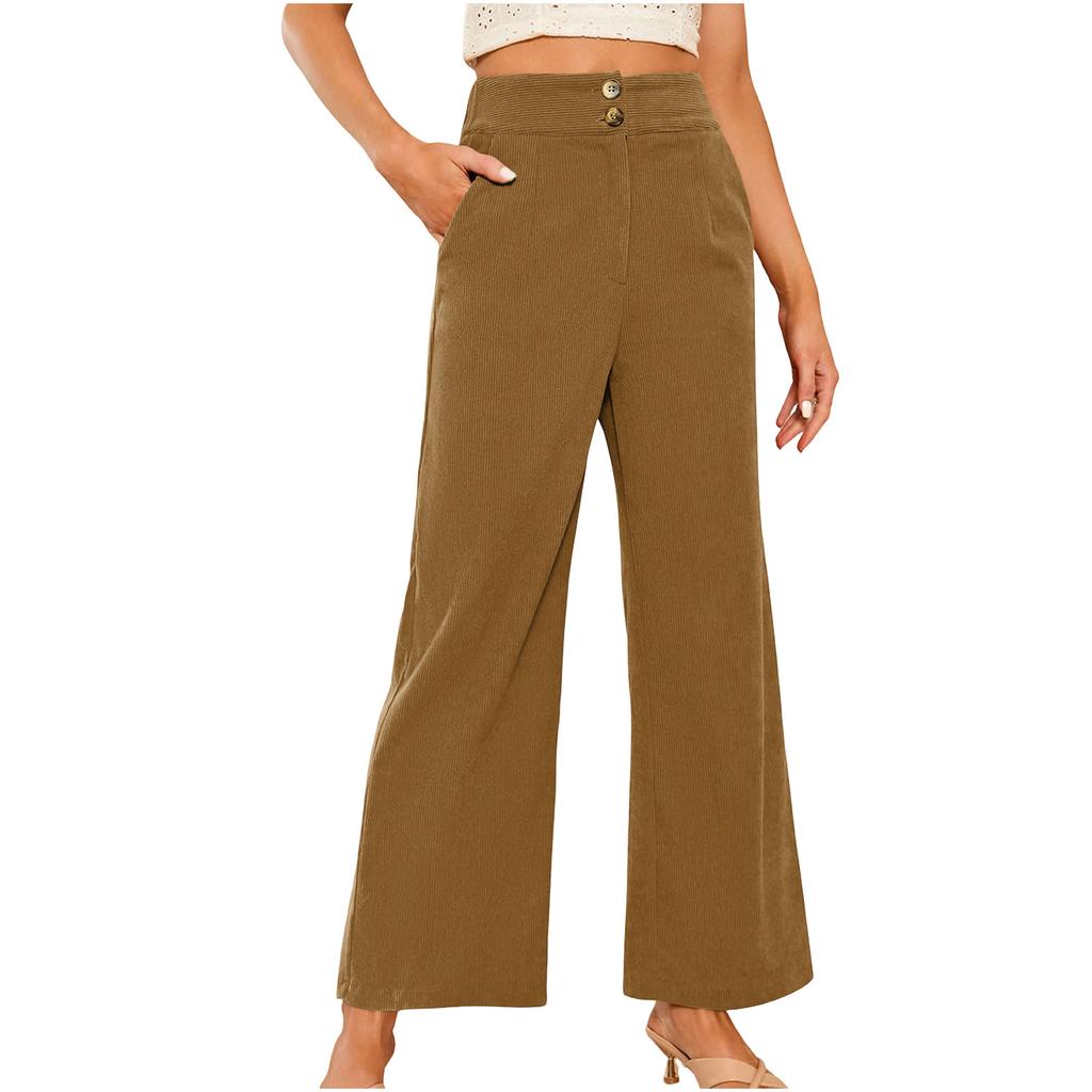 Women's Corduroy Pants Casual Women's Color Corduroy Loose Straight Pants