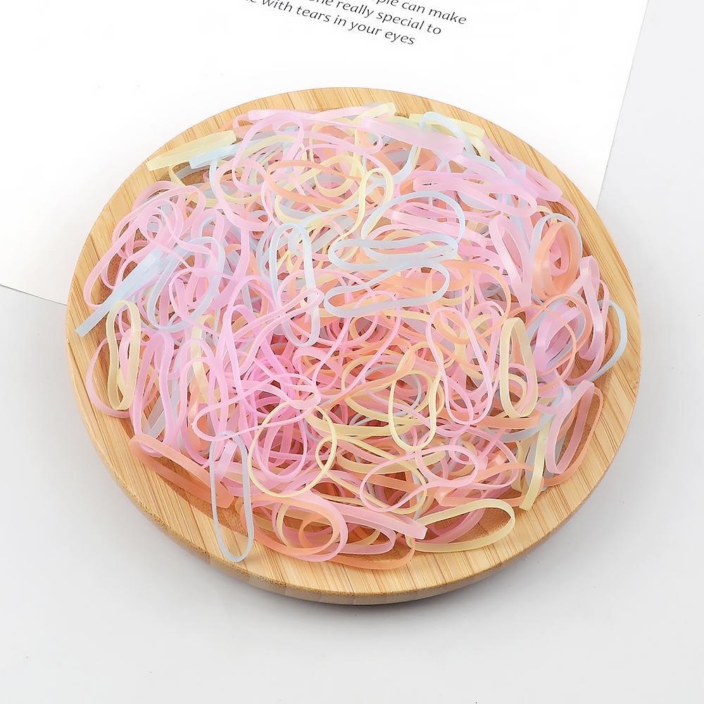 500pcs/Pack Colorful Disposable Elastic Hair Bands for Kid Girl Scrunchie Rubber Band Hair Accessories Hair Ties Ponytail Holder