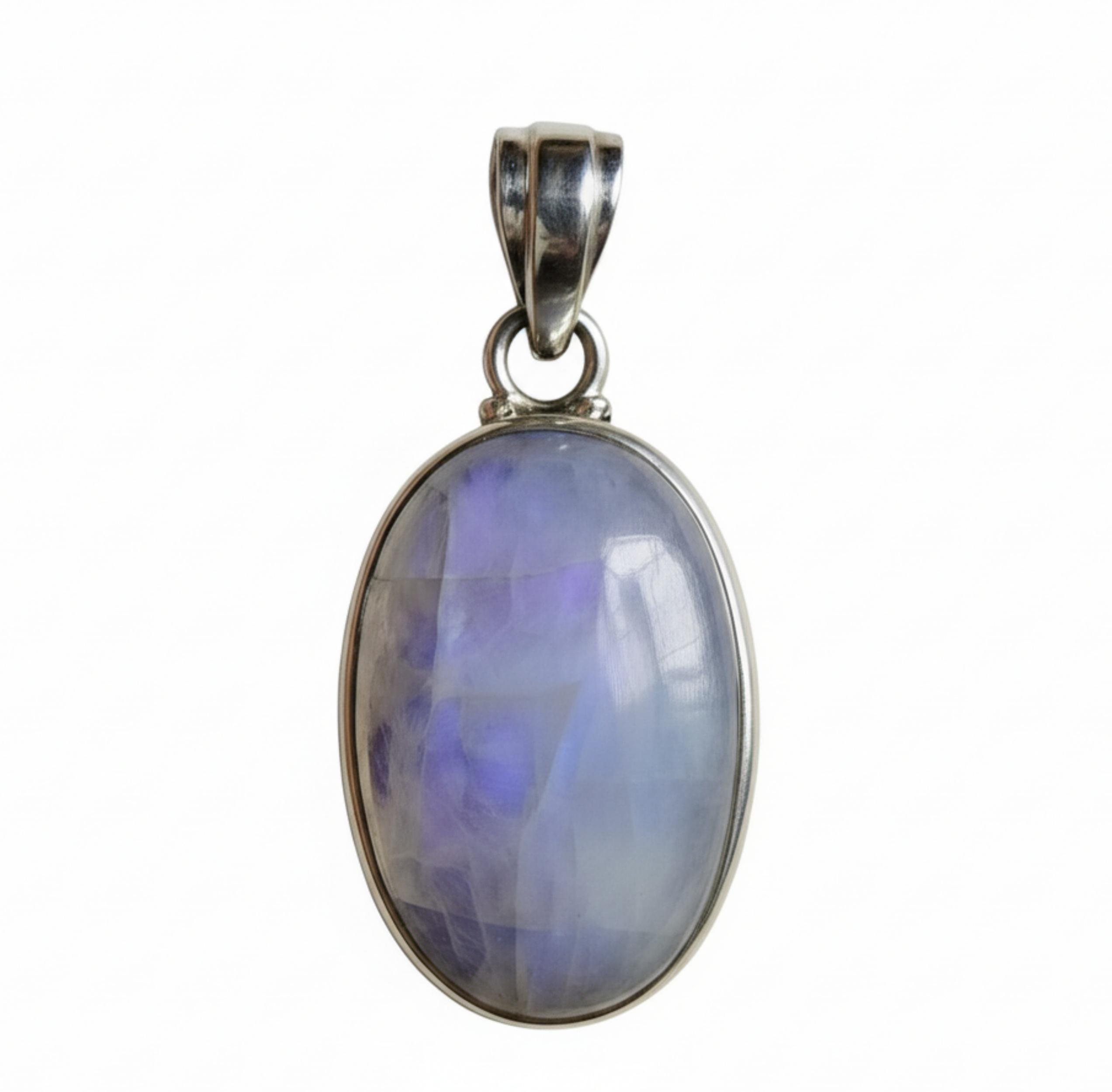 

Rainbow Moonstone Pendant, 925 Sterling Silver, Oval Cabochon Gemstone Pendant, Minimalist Necklace Pendant серебряный