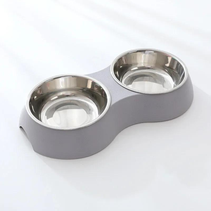 Double Bowls Stainless Steel Pet Feeder Dish Drinking Water Food Tray Cat Puppy Feeding Supplies 2025 New