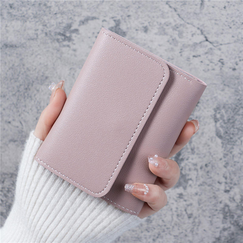 Simple Short Wallet for Women Fashion Ultra Thin Ladies Card Holder Multi Function Change Purse Cute Elegant Slim Pocket