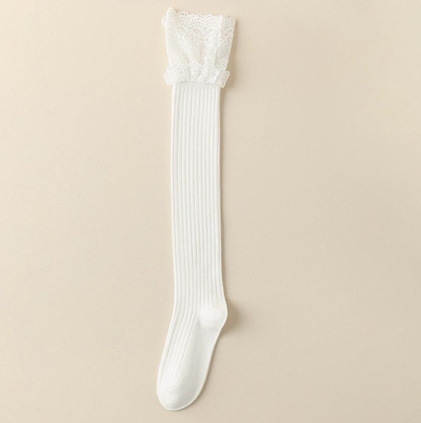 Dámské krajkové podkolenky: Černobílý japonský JK Lolita styl pro jaro a podzim