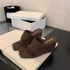 Fashion Niche Design 2025 Spring New Women's Fashion Slope Heel Open Toe Flip Flops Comfortable Slip on Elegant Slippers Concise Sandals