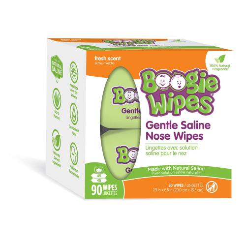 

Boogie Wipes Natural Saline Kids and Baby Nose Wipes for Cold and Flu, Fresh Scent, 90 Count by Boogie Wipes