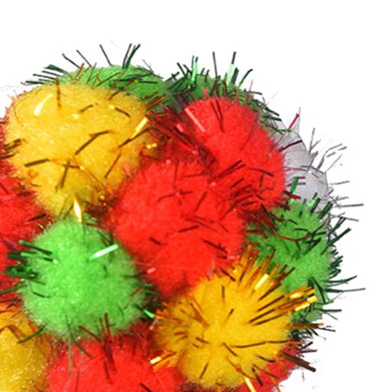 Christmas Cat Toy Balls Sparkly Pompoms with Soundings Particles 4.5cm Crinkle And Jingle Toys for Kittens Interactive Chasing Hunting Plush Balls