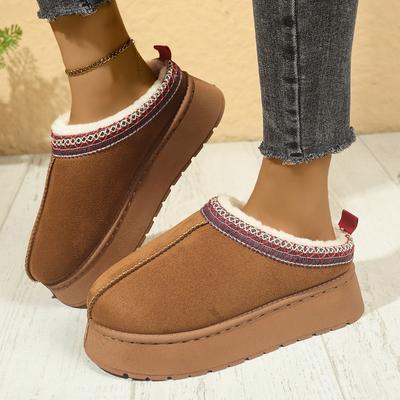 Pantoufles en coton tendance pour femmes 2025 Nouvelles Automne et Hiver Babouches à plateforme légère à bout fermé, demi-pantoufles en velours à enfiler, chaussures de pain