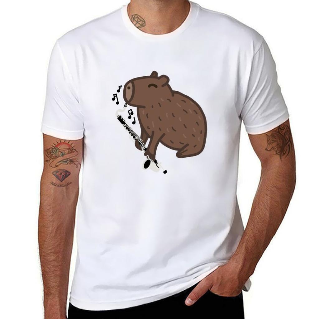 Bass Clarinet Capybara Tshirt Casual Light Summer Short Sleeve Top