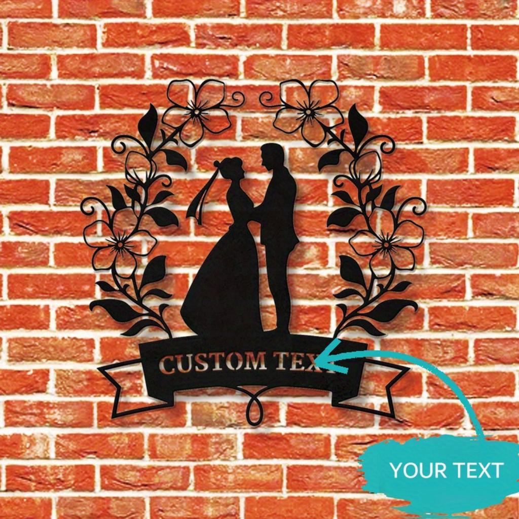 Romantic Couple Silhouette Metal Wall Art, Custom Floral Design, Personalized Hanging Decor for Home Living Room Patio