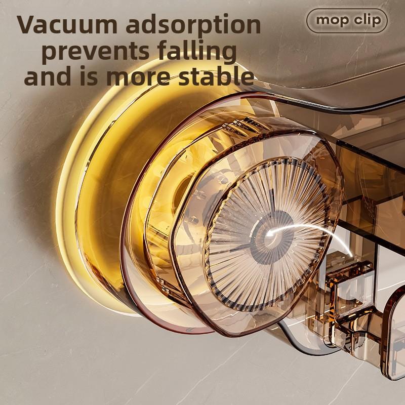 Bathroom, Toilet, Kitchen Storage, Even Row of Mop Clips, No Punching, Movable Vacuum Adsorption Hooks, Wholesale by Manufacturers