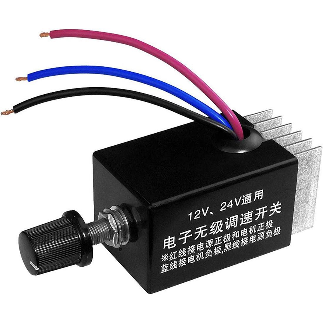 

1Pc Motor Speed Regulator DC 12V/24V 10 a Motor Speed Controller Switch for Car Truck Fan Heater Control NONE