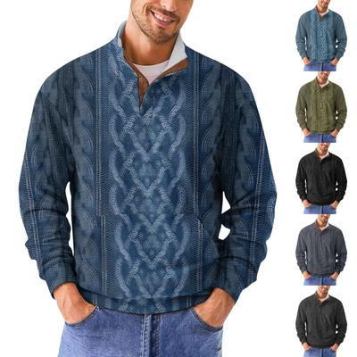 Męska bluza retro casual z nadrukiem gradientowym
