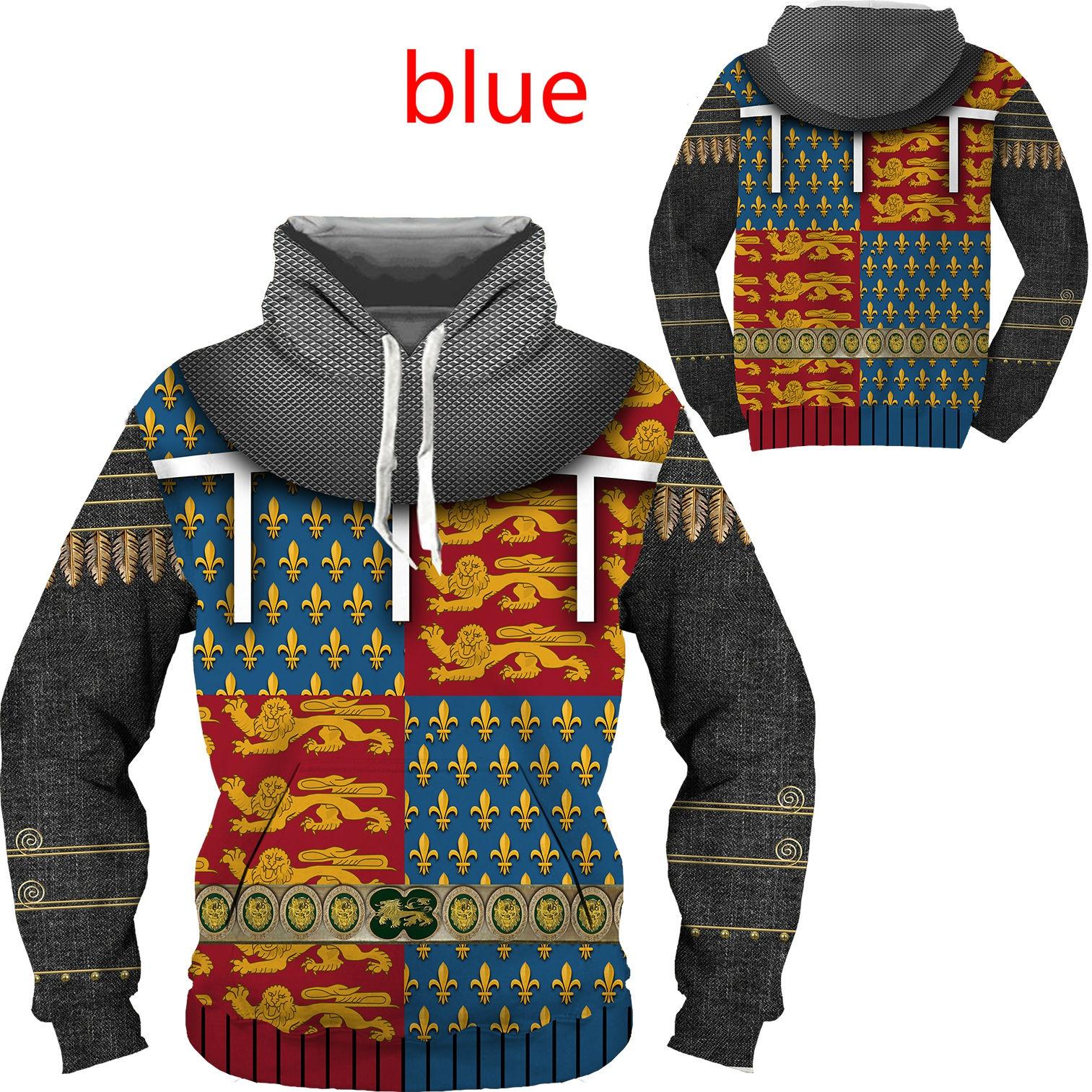 Мода 3D принт средневековый рыцарь тамплиер косплей доспехи толстовка уличная одежда Harajuku пуловер с доспехами забавные крутые толстовки с капюшоном S 1974₽