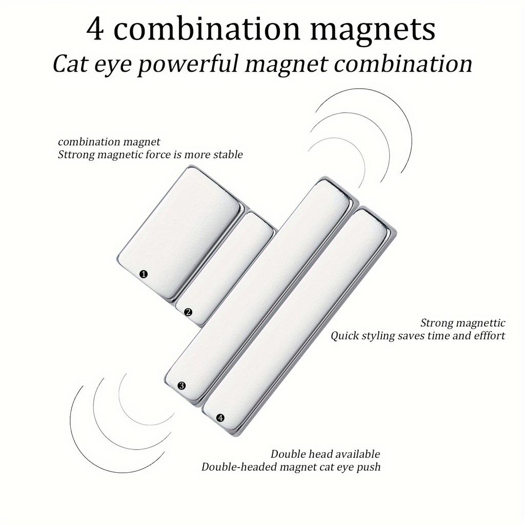 4Pcs Manicure Multi-function Magnet Set Nail Salon 3D Cat Eye Long Strip Magnet French Cat's Eye Nail Stick Set for UV Gel Tools