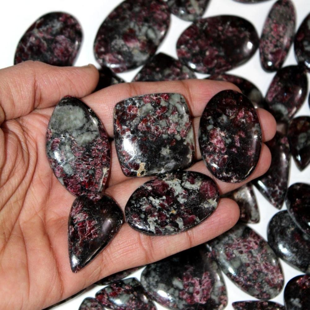 Natural Eudialyte Jasper Cabochon Gemstone Lot, Mix Shapes And All Size Cabochon Lot, Healing Gemstone Lot.