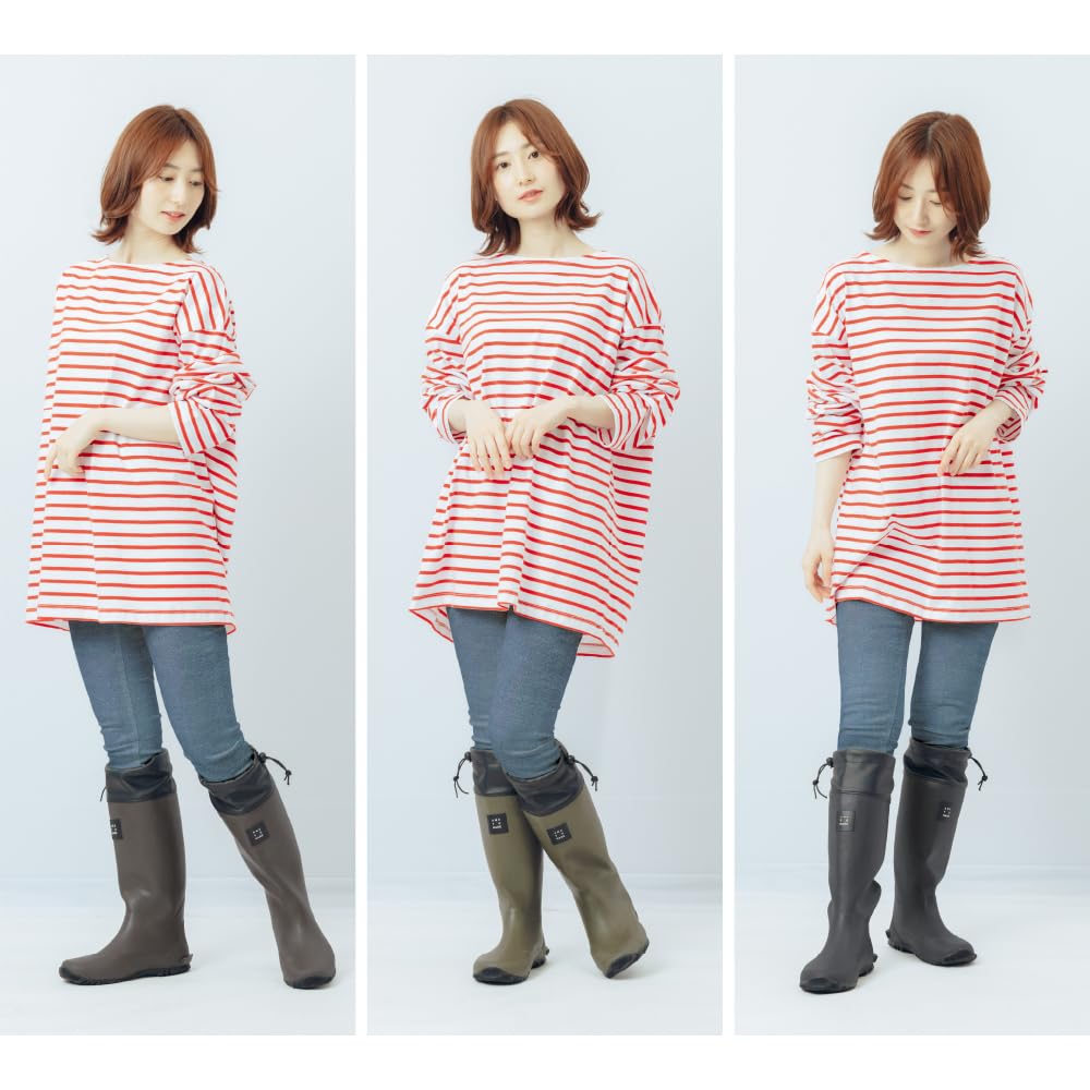 Ametohare AH-600 Roll-Up Regenstiefel, Faltbar mit Aufbewahrungstasche, Damen und Herren, Größe S (Olive, Messung 23 Punkte, 5 Zentimeter)