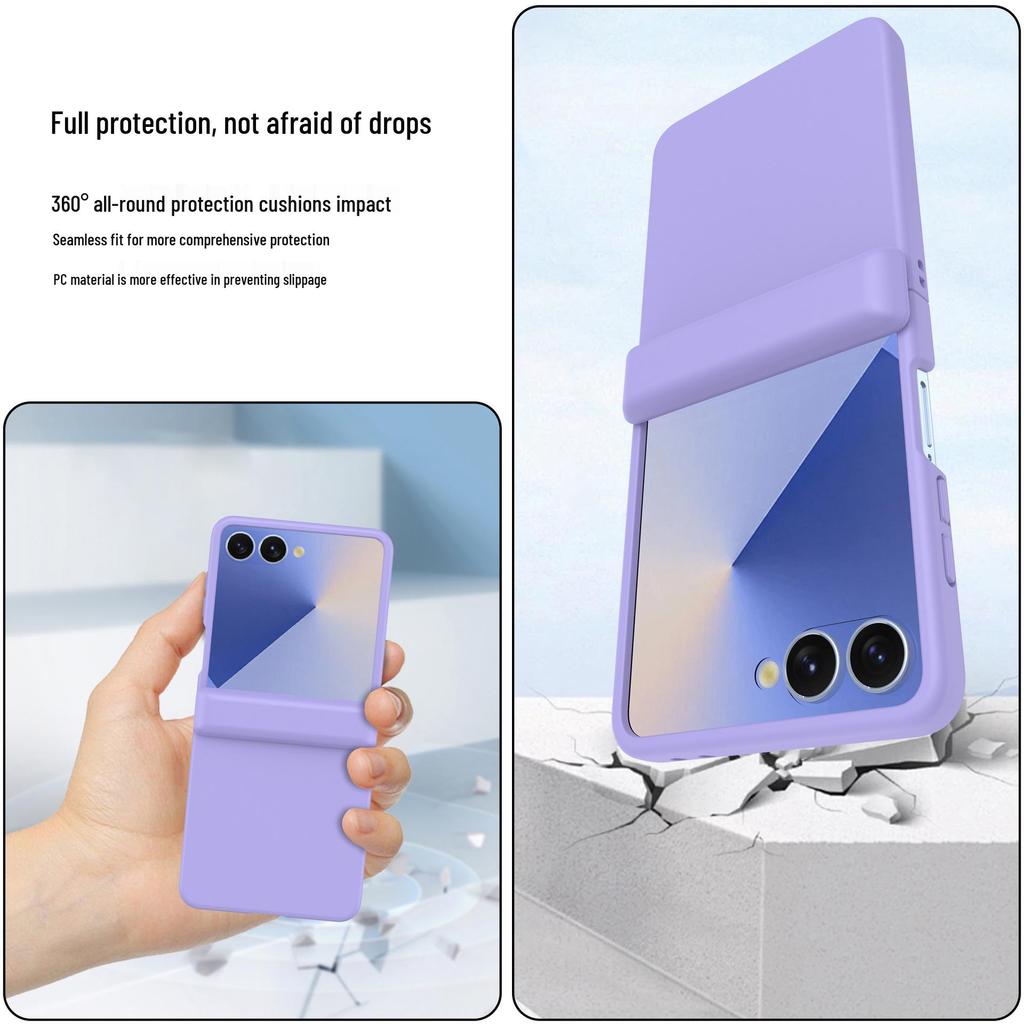 Coque de protection transparente Samsung Z Flip7 avec film de protection en verre trempé couvrant intégralement