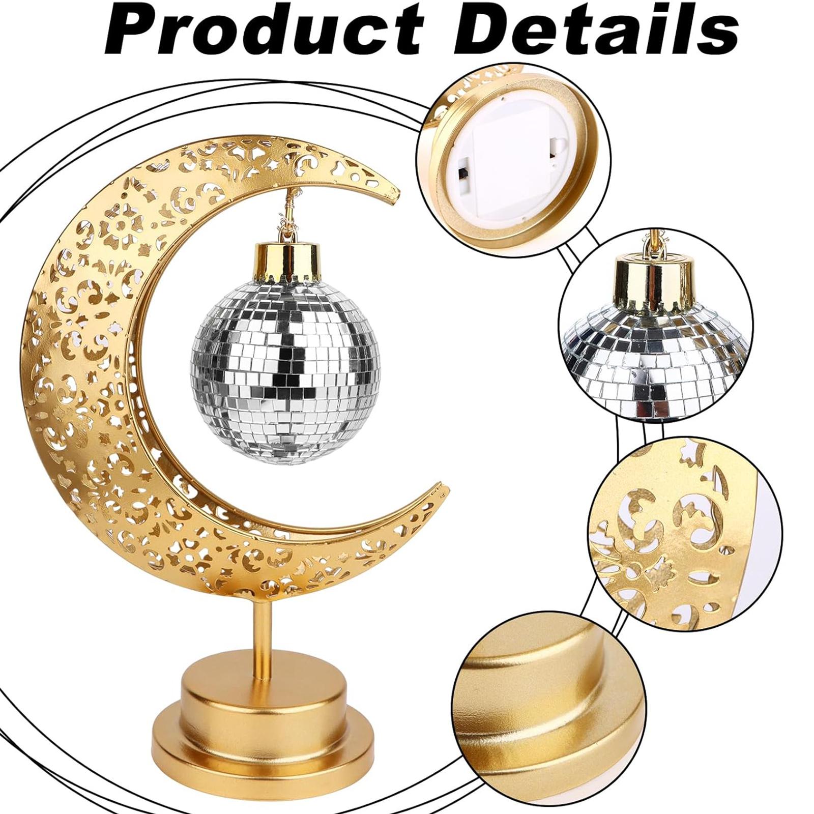 

Holiday Decoration LED Table Lamp Iron Art Hollow Moon Disco Ball Desktop Light A